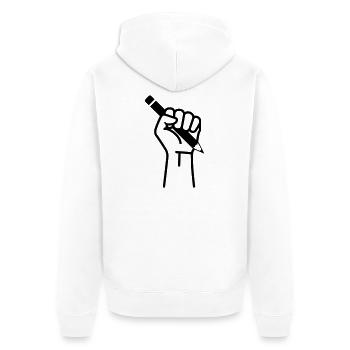 Presse électorale tenant la main à la plume - Veste à capuche bio Premium Unisexe - blanc - Dos - Thijin (182cm)