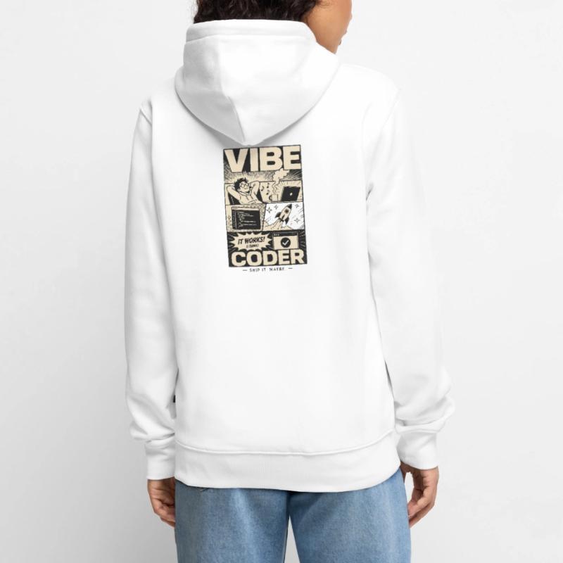 Vibe Coder Programmeur Humour Veste à capuche bio Premium Unisexe
