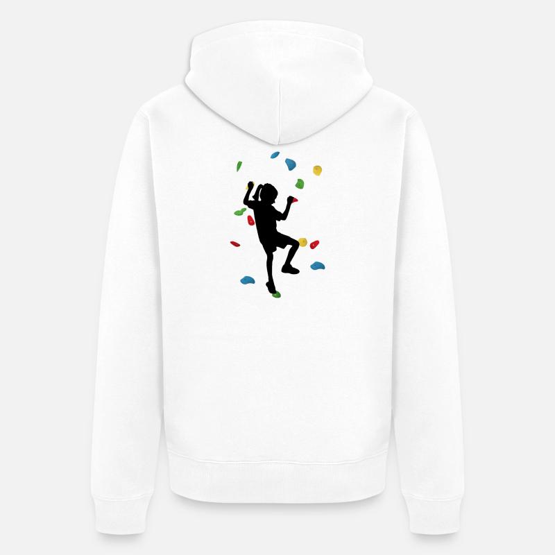 Fille du mur d’escalade - Veste à capuche bio Premium Unisexe - blanc