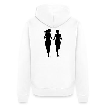Damen groß laufen - Unisex Premium Bio Zip Hoodie - Weiß - Hinten - Thijin (182cm)