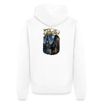 Paris bei Vollmond - Unisex Premium Bio Zip Hoodie - Weiß - Hinten - Thijin (182cm)
