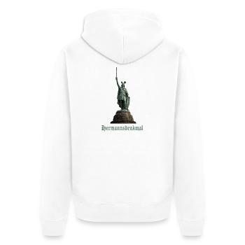 Hermannsdenkmal - Unisex Premium Bio Zip Hoodie - Weiß - Hinten - Thijin (182cm)