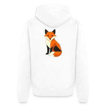 Renard géométrique – Conception du Renard Noir - Veste à capuche bio Premium Unisexe - blanc - Dos - Thijin (182cm)