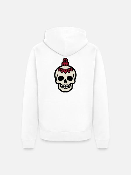 Totenkopf Christbaumkugel Logo - Unisex Premium Bio Zip Hoodie - Weiß