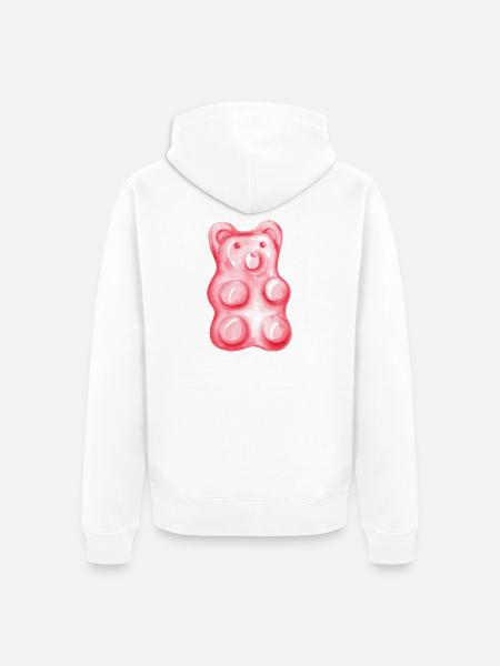 Gummibärchen rosa Aquarell - Unisex Premium Bio Zip Hoodie - Weiß