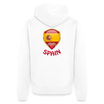 Spain Spanien Flagge Wappen Herz Fan T-Shirt - Unisex Premium Bio Zip Hoodie - Weiß - Hinten - Thijin (182cm)