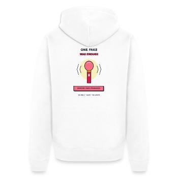 FakeOne - Unisex Premium Bio Zip Hoodie - Weiß - Hinten - Thijin (182cm)