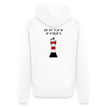 Leuchtturm Roter Sand Seefahrt Segeln Nordsee - Unisex Premium Bio Zip Hoodie - Weiß - Hinten - Thijin (182cm)