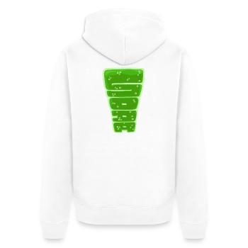 Soda, ein gezogenes Wort - Unisex Premium Bio Zip Hoodie - Weiß - Hinten - Thijin (182cm)