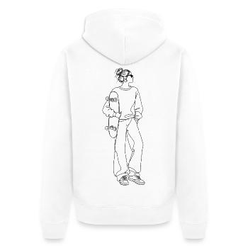 Skateboarding Mom, Skater Mum, Skate Mama, Female - Unisex Premium Bio Zip Hoodie - Weiß - Hinten - Thijin (182cm)