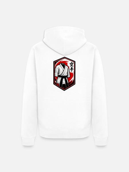 Karate Gi Schild Emblem - Unisex Premium Bio Zip Hoodie - Weiß