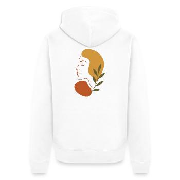 Minimalistisches Abstraktes Gesicht Kunst T-Shirt - Unisex Premium Bio Zip Hoodie - Weiß - Hinten - Thijin (182cm)