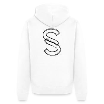 Paragrafzeichen handgezeichnet - Unisex Premium Bio Zip Hoodie - Weiß - Hinten - Thijin (182cm)