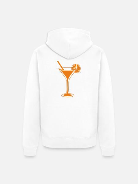 Orangen Cocktailglas Linienkunst - Unisex Premium Bio Zip Hoodie - Weiß