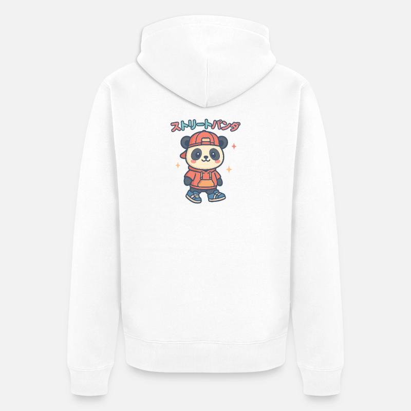 Street Panda Pullover Sweat à capuche - Veste à capuche bio Premium Unisexe - blanc