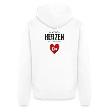 In meinem Herzen ist ganz viel Du - Unisex Premium Bio Zip Hoodie - Weiß - Hinten - Thijin (182cm)