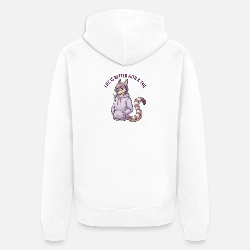 La vie est meilleure avec une queue - Veste à capuche bio Premium Unisexe - blanc