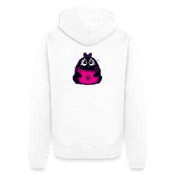 Kawaii Flauschmonster mit Netzbauch - Unisex Premium Bio Zip Hoodie - Weiß - Hinten - Thijin (182cm)