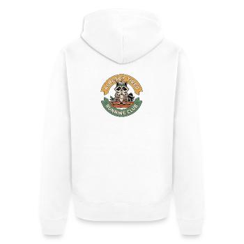 Raccoon Running Club - Unisex Premium Bio Zip Hoodie - Weiß - Hinten - Thijin (182cm)