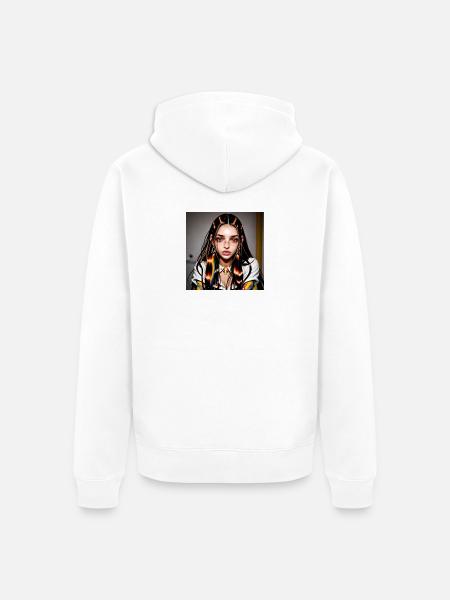 Mehrfarbiges Fantasiegesicht - Unisex Premium Bio Zip Hoodie - Weiß
