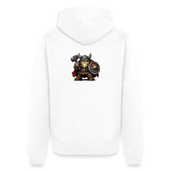 Wikinger Zwerg - Unisex Premium Bio Zip Hoodie - Weiß - Hinten - Thijin (182cm)