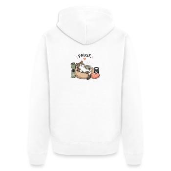 Cat Break: Coffee Break in a Basket - Unisex Premium Organic Zip Hoodie - white - Back - Thijin (182cm)