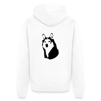 Husky - Unisex Premium Bio Zip Hoodie - Weiß - Hinten - Thijin (182cm)