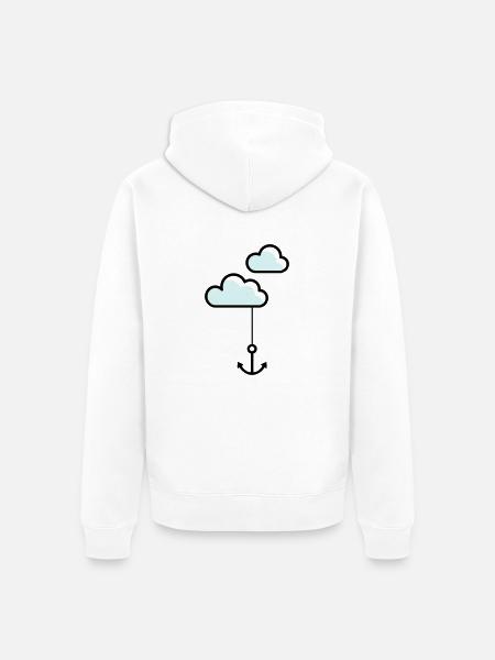 Anker mit Wolke - Unisex Premium Bio Zip Hoodie - Weiß