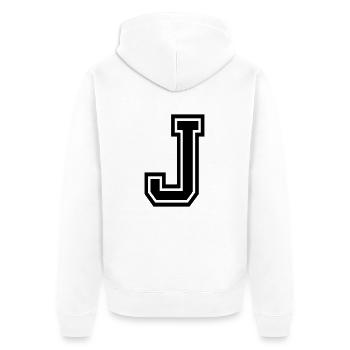 J - Unisex Premium Bio Zip Hoodie - Weiß - Hinten - Thijin (182cm)