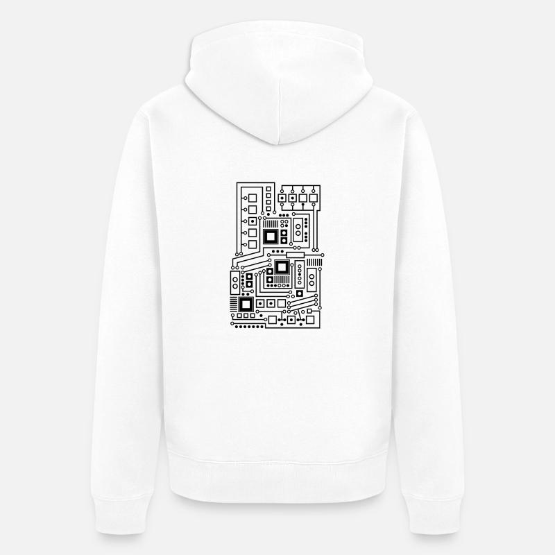 Circuit board pattern technique nerd - Unisex Premium Organic Zip Hoodie - white