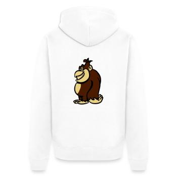 affe süss witzig lustig - Unisex Premium Bio Zip Hoodie - Weiß - Hinten - Thijin (182cm)