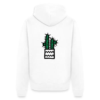 Kaktus im Topf - V2 - Unisex Premium Bio Zip Hoodie - Weiß - Hinten - Thijin (182cm)