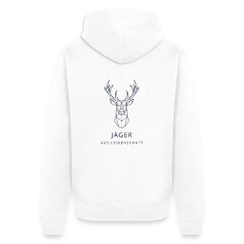 Jäger aus Leidenschaft - Unisex Premium Bio Zip Hoodie - Weiß - Hinten - Thijin (182cm)