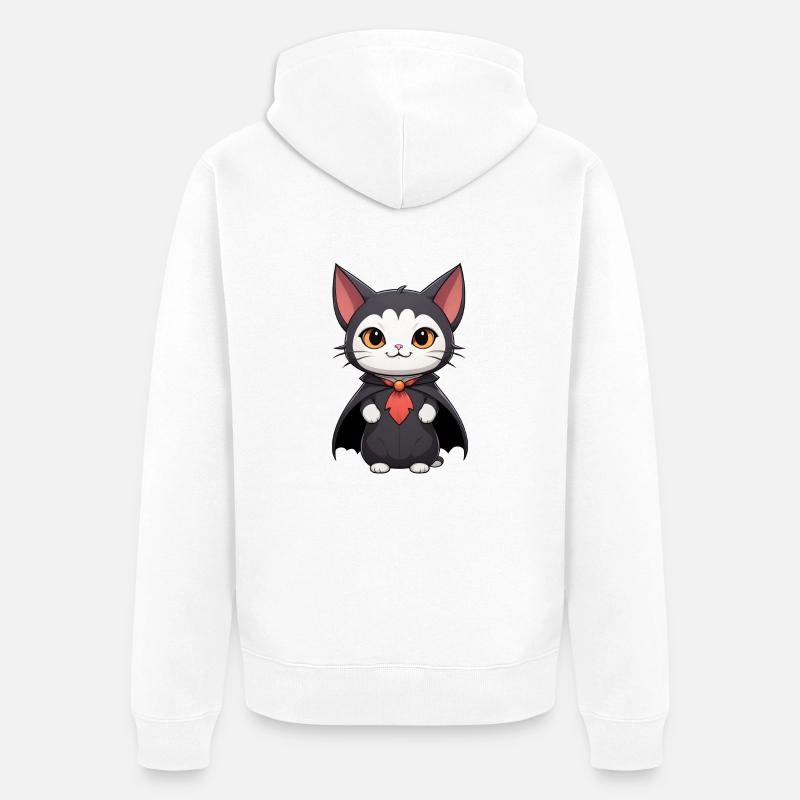 Halloween Chat vampire - Veste à capuche bio Premium Unisexe - blanc