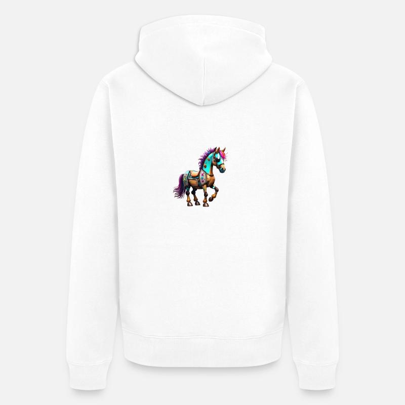 Robot Cheval - Veste à capuche bio Premium Unisexe - blanc