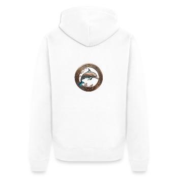 Le dauphin de bronze - Veste à capuche bio Premium Unisexe - blanc - Dos - Thijin (182cm)