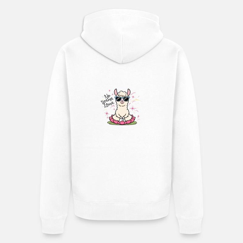 Pas de drame Lama - Veste à capuche bio Premium Unisexe - blanc