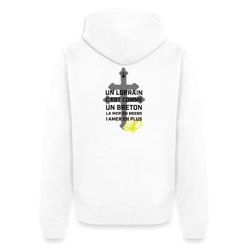Croix lorraine et chope jaune - Veste à capuche bio Premium Unisexe - blanc - Dos - Thijin (182cm)