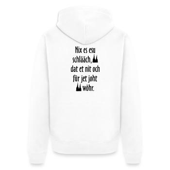Kölsche Sprüche Nix es esu schlääch - Köln Spruch - Unisex Premium Bio Zip Hoodie - Weiß - Hinten - Thijin (182cm)