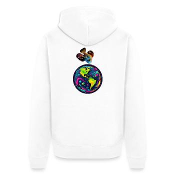 Fish and its planet - Unisex Premium Organic Zip Hoodie - white - Back - Thijin (182cm)