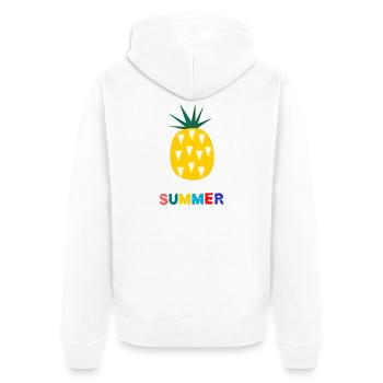 FEIERTAG. FROHE FEIERTAGE. GELIEBTE. MEISTER. LEHRER - Unisex Premium Bio Zip Hoodie - Weiß - Hinten - Thijin (182cm)
