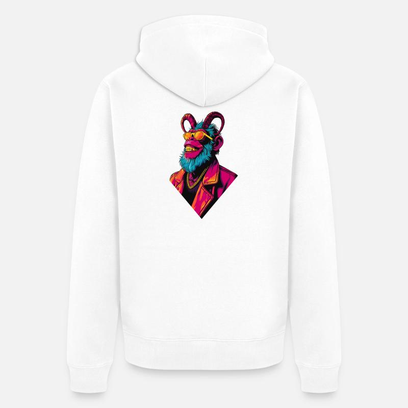 Devil Monkey - Unisex Premium Bio Zip Hoodie - Weiß
