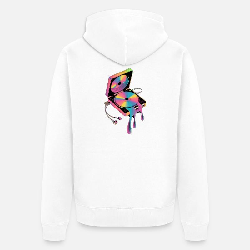  Retro Discman Psychedelic CD Player 90er - Unisex Premium Bio Zip Hoodie - Weiß