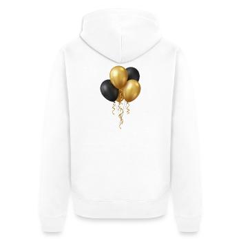 Ballons Or Noir - Fête Élémen d’anniversaire - Veste à capuche bio Premium Unisexe - blanc - Dos - Thijin (182cm)