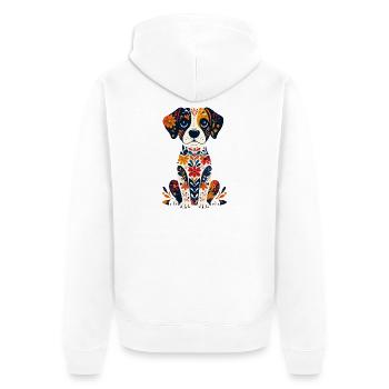 Flower Dog Cute Little Dog Dog Design - Unisex Premium Organic Zip Hoodie - white - Back - Thijin (182cm)