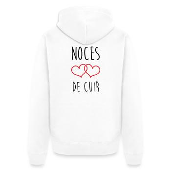 Leather Wedding 2 Years of Love - Unisex Premium Organic Zip Hoodie - white - Back - Thijin (182cm)