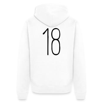 18 - Unisex Premium Bio Zip Hoodie - Weiß - Hinten - Thijin (182cm)