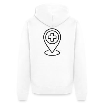 Medizinisches Standort-Pinline-Symbol - Unisex Premium Bio Zip Hoodie - Weiß - Hinten - Thijin (182cm)