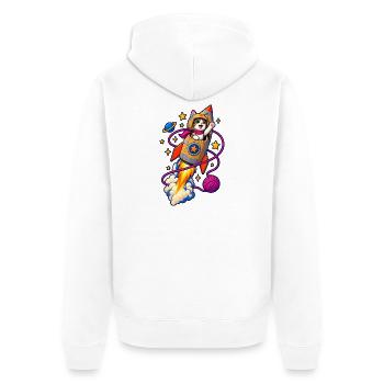 Karton-Orbit - Unisex Premium Bio Zip Hoodie - Weiß - Hinten - Thijin (182cm)
