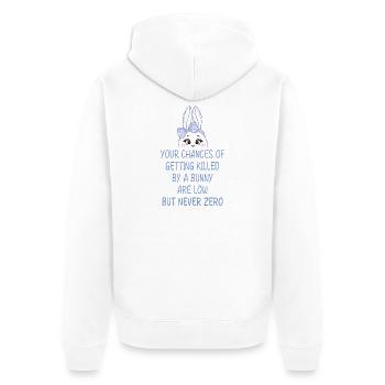 Humorvoller Bunny-Warnhinweis - Unisex Premium Bio Zip Hoodie - Weiß - Hinten - Thijin (182cm)